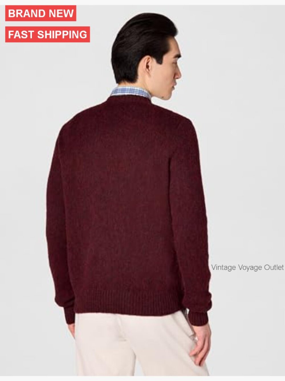 Men's Brushed Wool Crewneck Sweater Pullover Fall Winter Layering - Picture 4 of 7